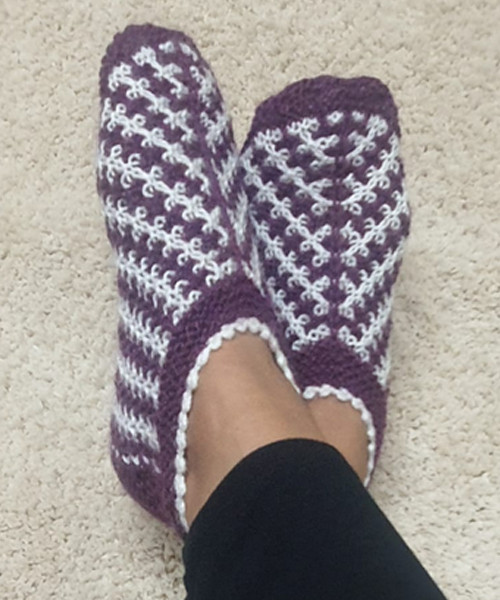 Hand Knitted Purple Woolen Socks
